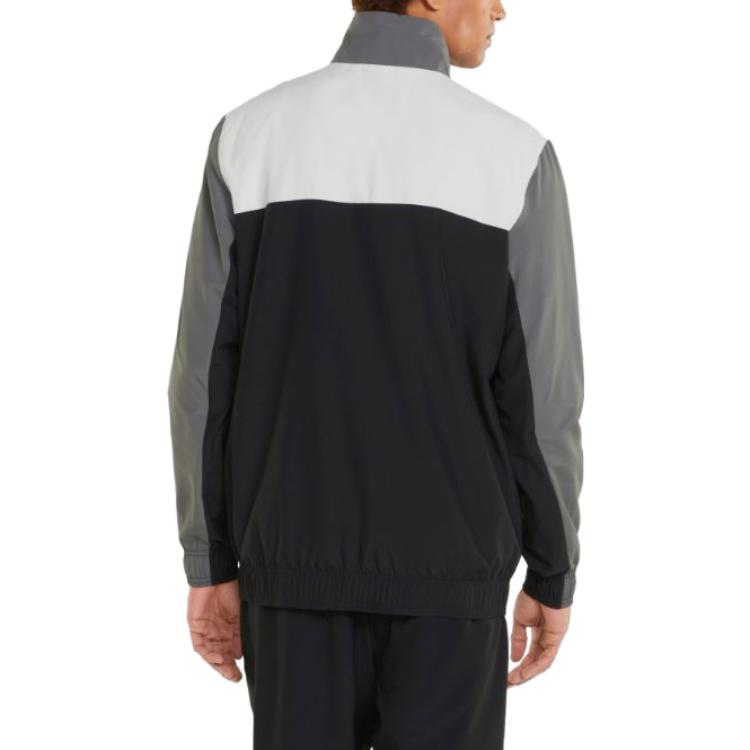 Puma Logo Print Zip Jacket And Cuffed Jogger Set Men Activewear Black 849541-01