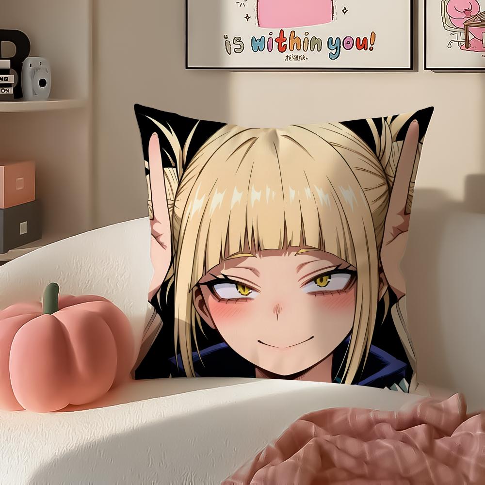 Popular HHimiko Toga My Hero Academia Cushion Cover Pillowcase Short Plush Invisible Zipper Room Sofa Cushion Cover