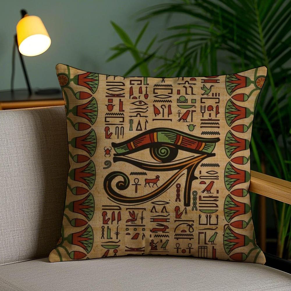 Ancient Egyptian Cushion Cover Soft Short Plush Double-Sided Printing Home Decor Machine Washable Pillow Case Gift
