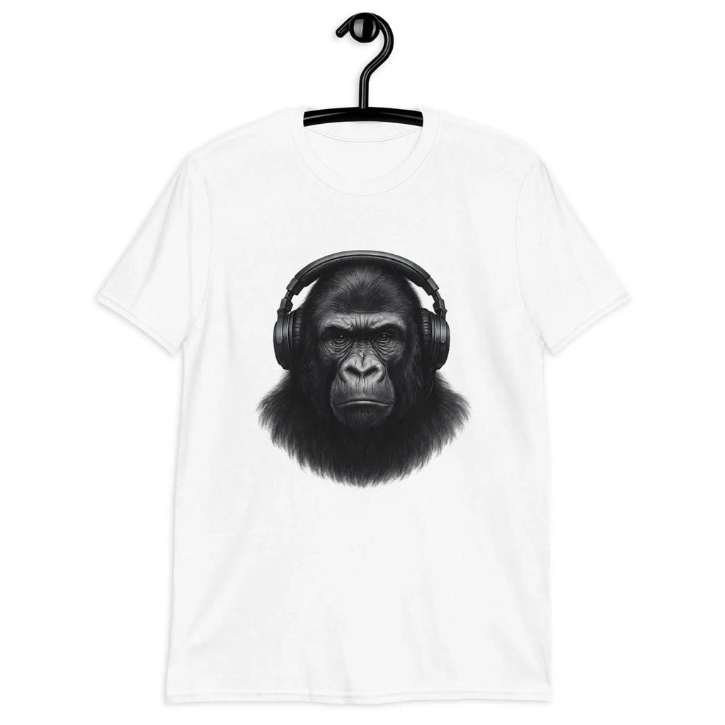 Gorilla Wearing Headphones Urban Design Indie Artist Music T Shirt Vintage Designer Clothes Homme Top For Everyday Wear