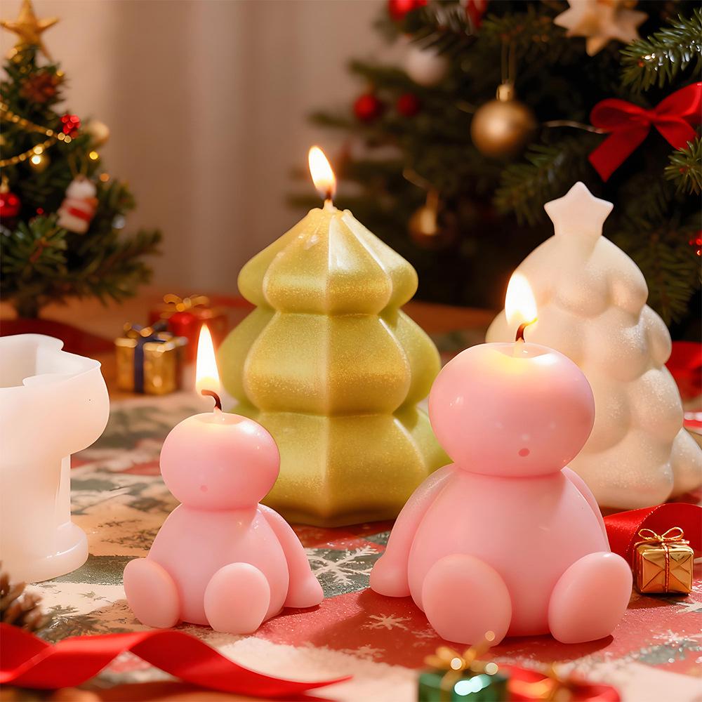 DIY Christmas Tree & Snowman Candle Silicone Mold for Aromatherapy and Decorations