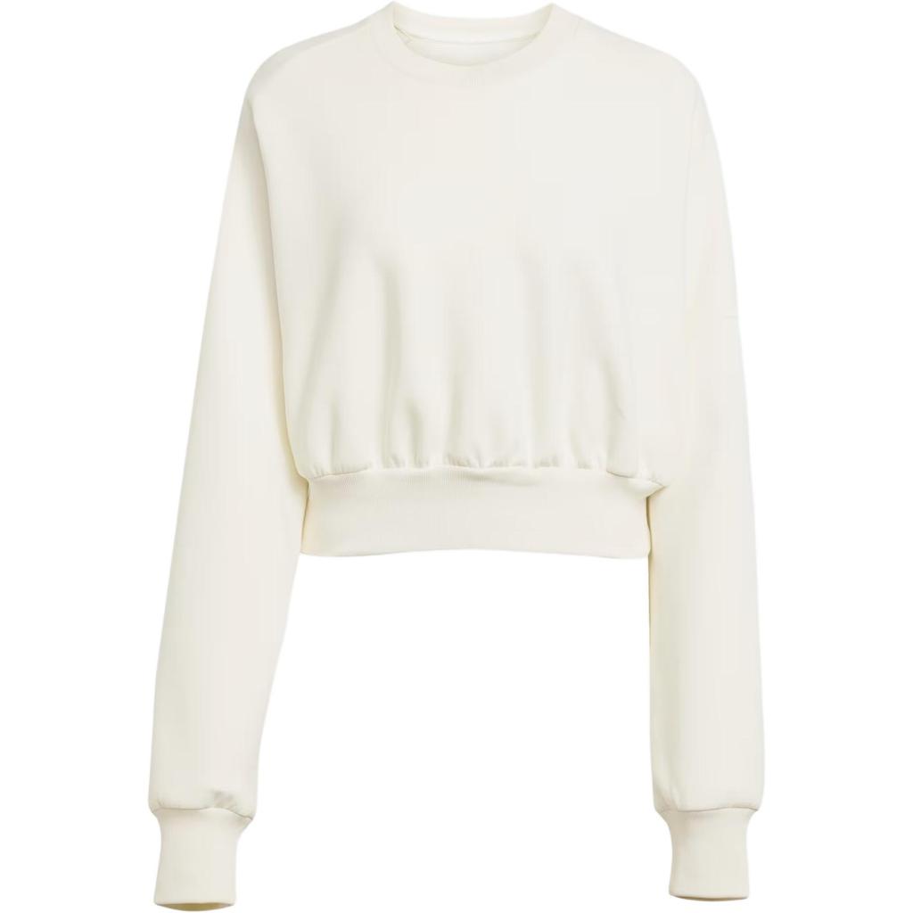 Adidas Solid Color Round Neck Loose Long Sleeve Sweatshirt Women sweatshirt Off-White JV9893