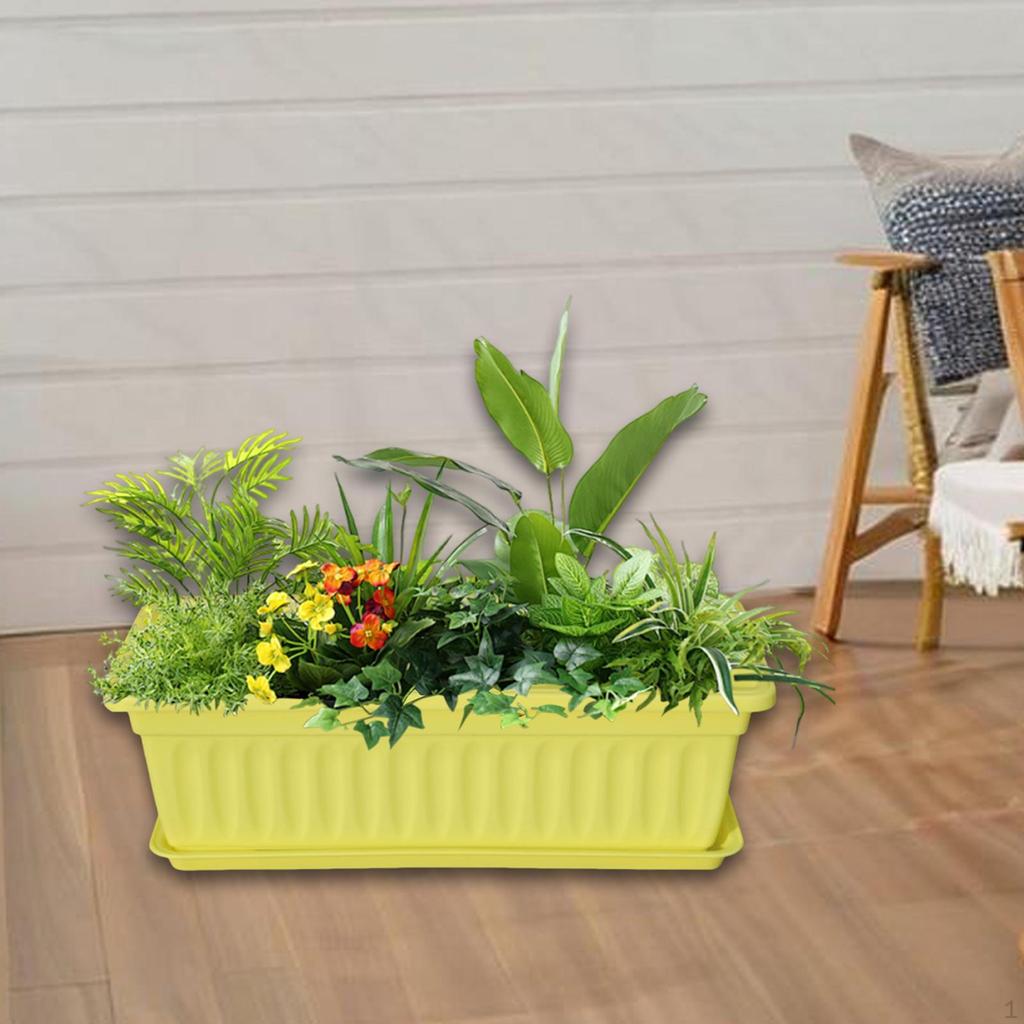 Flower Pot Window Box Planter Decoration with Saucers for Gardening Nursery Entrance Railing Outside