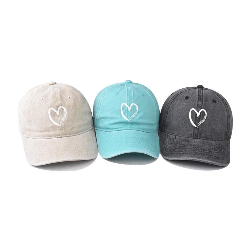 Shaped Pattern Heart Cotton Retro Big Heart Baseball Hat Adjustable Cap Adults