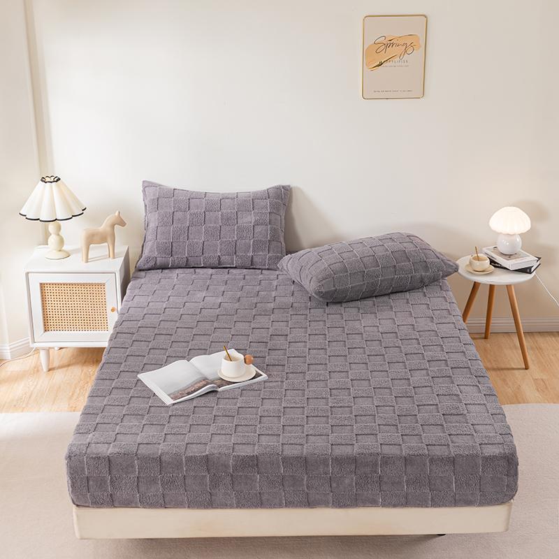 2024 New Class A Solid Color Tafu Fleece Mattress Winter Thickened Warm Milk Fleece All-inclusive Mattress Dust Cover