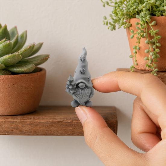 Flower Gnome Figurine, 3D Printed Small Gnome Garden Statue, Cute Dwarf Ornament for Yard, Lawn, Patio Decor