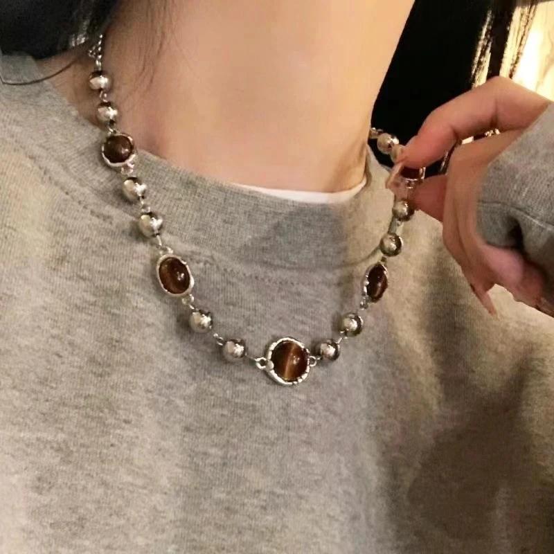 Cross Heart Red Stone Hand Bone Pendants Choker Chain Necklace Ins Punk Goth Charm Korean Men Women Y2K EMO Accessories Jewelry