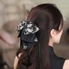 Beads Black Bow Shark Clip French Style Women Sequin Hairgrips Shiny Rhinestone Hair Claw  Daily