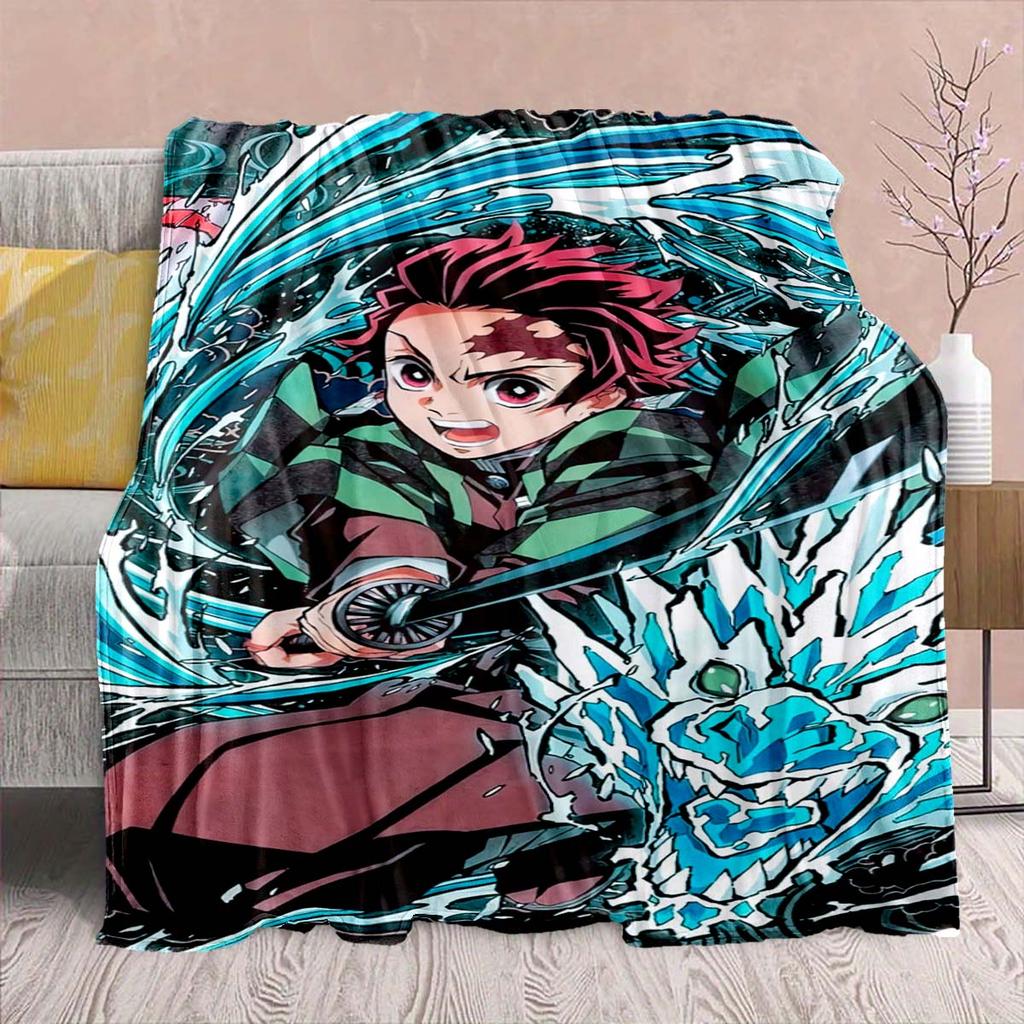 Demon Slayer Anime Flanelldecke - Weich Warm Perfekt für Sofa, Bettwäsche Camping Reise Büro Heimdekor -QJY