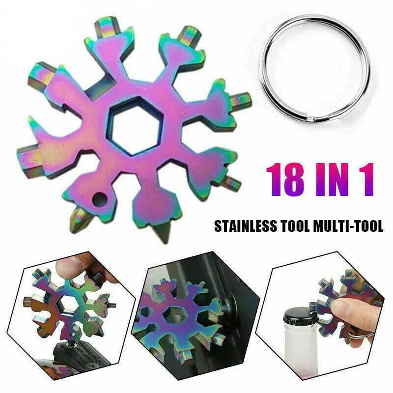 Compact And Durable 18 In 1 Snowflake Multi Tool With Convenient Key Chain Attachment