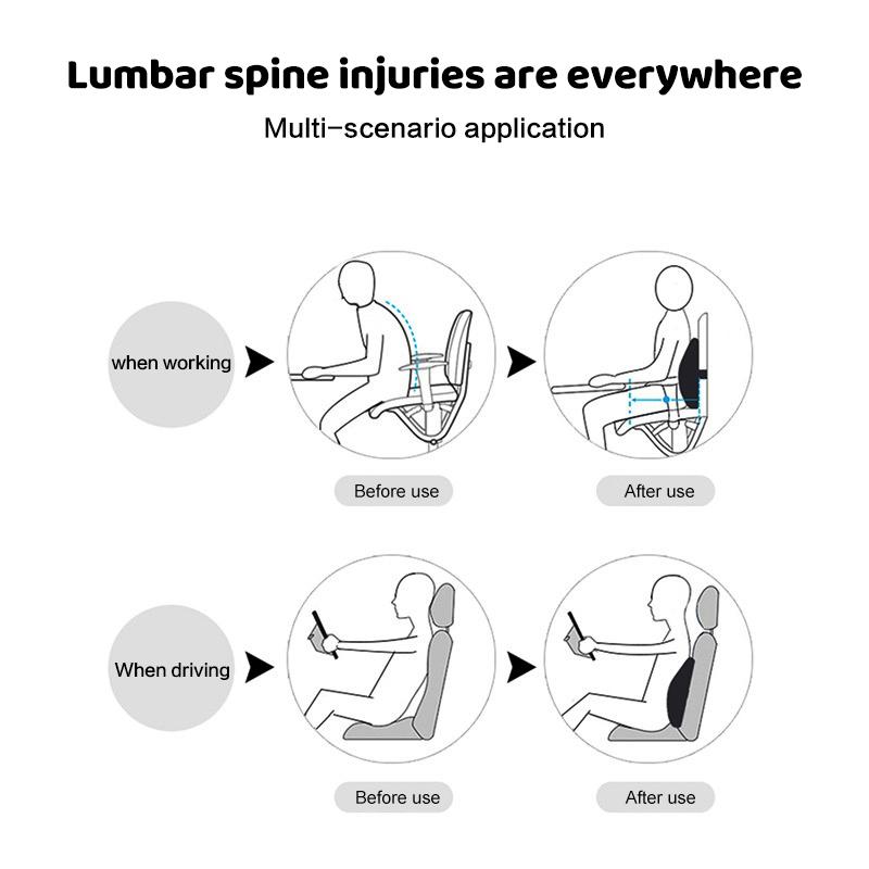 Memory Foam Lumbar Support Cushion For Chair Car Seat Office Home Ergonomically Designed Relieve Back Discomfort