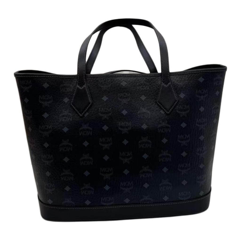 MCM Liz Visetos Oberteil Ledergriff Logo Messing Namensschild Abnehmbar Visetos Klassisches Muster Clutch Tasche Damen Clutch Tasche Schwarz MWPGSLR02BK001
