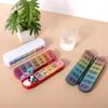 14-Grid Weekly Rainbow Magnetic Foldable Pill Organizer – Moisture-Proof, Portable, Compartmentalized Medicine Dispenser