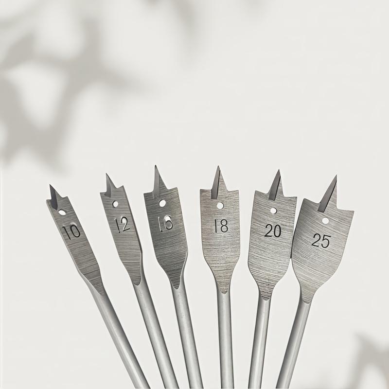 6-pcs Handle Woodworking Drill Bit, Three Pointed Woodworking Flat Drill, Wooden Board Hole Opener 10-25mm Set