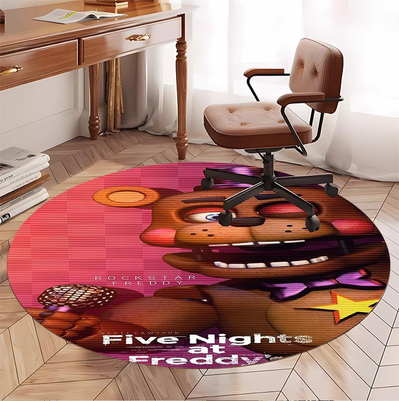 Five Nights at Freddy's Pattern Round Rug, Indoor/Outdoor Mat, for Picnic, Gameroom, Bedroom, Office, Living Room, Home Decor Carpet, Birthday Gift
