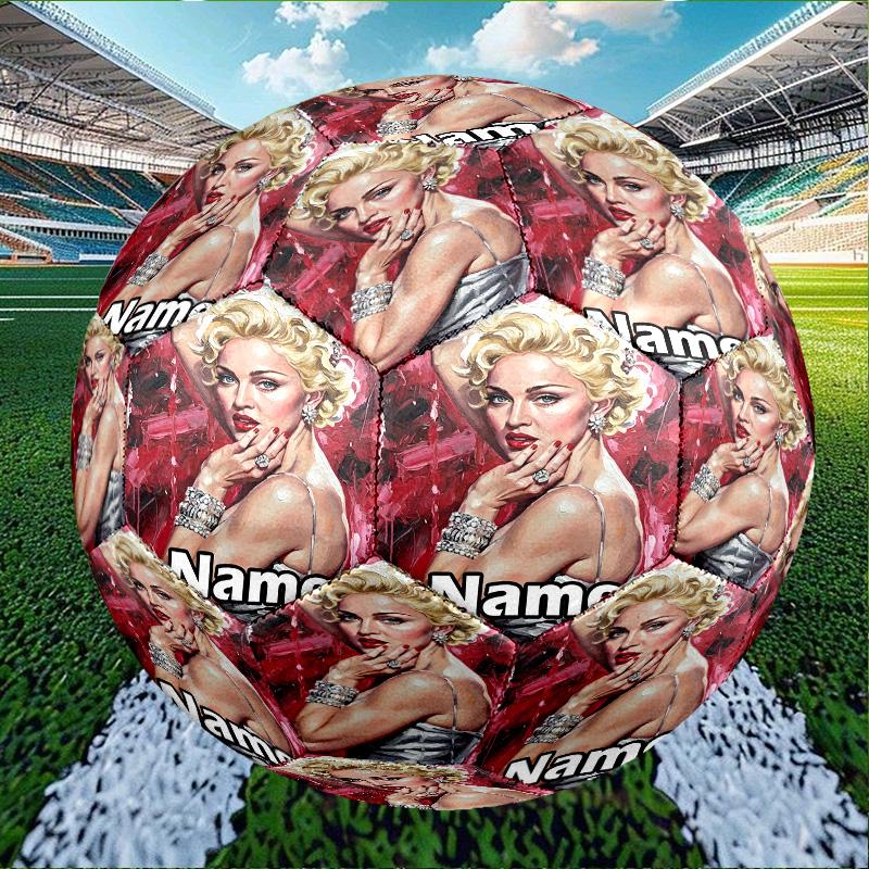 Custom Name Personalized Marilyn Monroe Print Size 5 Soccer Ball Training & Match Football, for Team, Kicking, Gift for Football