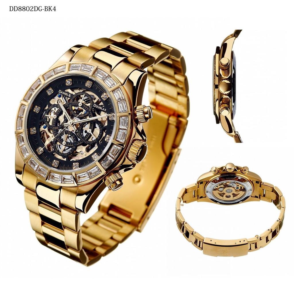 Ceas mecanic automat DANIEL DOUGLAS Auriu Negru [Daniel & Douglas] DD8802DG-BK4 & Bărbătesc