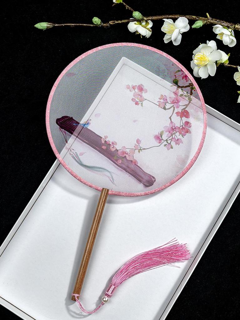 Translucent Ancient Style Round Dance Fan for Hanfu Costumes - Women's Classical Chinese Craft Fan