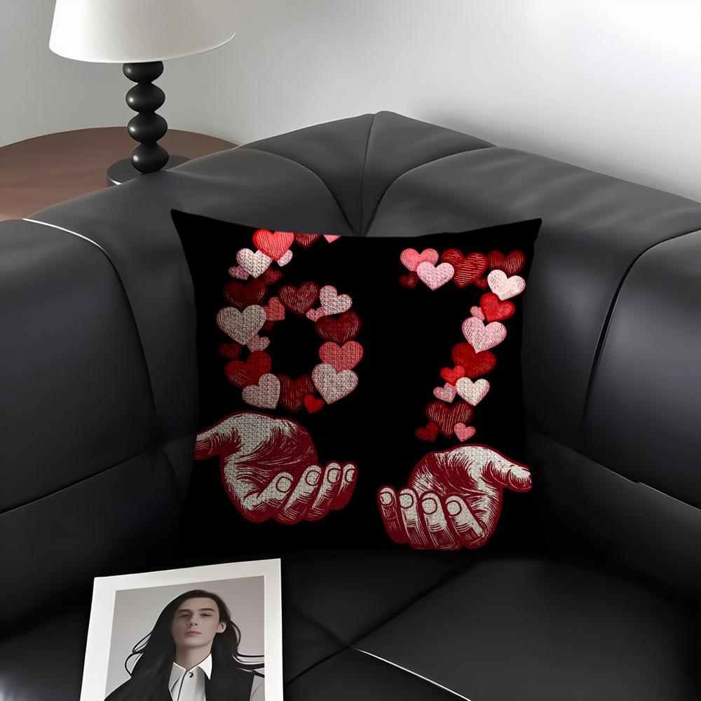 Six Seven Art Design Cushion Cover Natural Linen Organic Fabric Double-Sided Printing Sofa Home Decor Gift Pillow Case