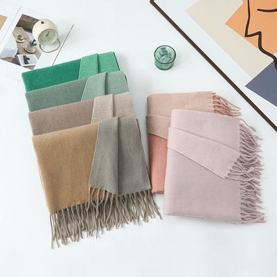 Double-sided Two-color Scarf for Women Autumn and Winter High End New Wool Scarf Shawl Imitation Cashmere Scarf
