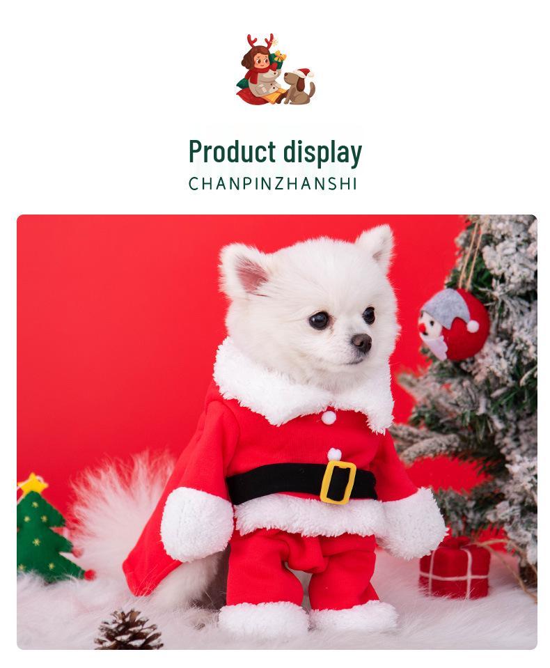 Ținută de Crăciun de Toamnă Iarnă cu Stat în Picioare pentru Câini Mici și Pisici - Potrivită pentru Teddy, Bichon