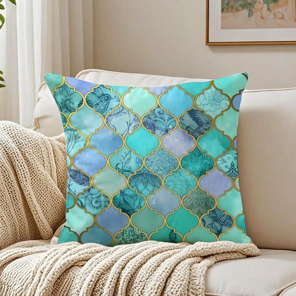MMoroccan Pattern Cushion Cover Linen Pillowcase Soft for Sofa Bed Home Room Decor