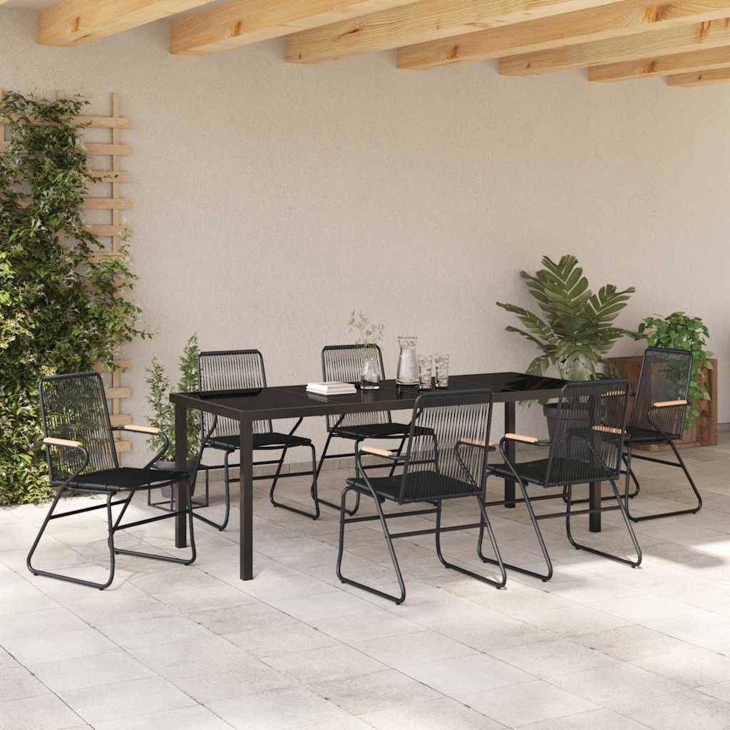 Outdoor Dining Set 7 pcs Black Powder Coated Steel