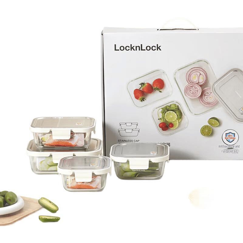 LOCK&LOCK Glass Food Storage Containers with Stainless Steel Lids
