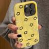 Cute Black Line Flower Korean Phone Case For iPhone 16 15 14 Plus 13 12 11 17 Air Pro Max Folds Texture Kawaii Soft Cover Cases