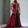 INCERUN Men Stand Neck Sleeveless High Low Splits Long Vest Cardigan Coats