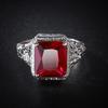 Hollowing Out Carving Flowers Wedding Rings For Women Silver Color Bridal Engagement Ring Red Square Ruby Elegant Luxury Bijoux