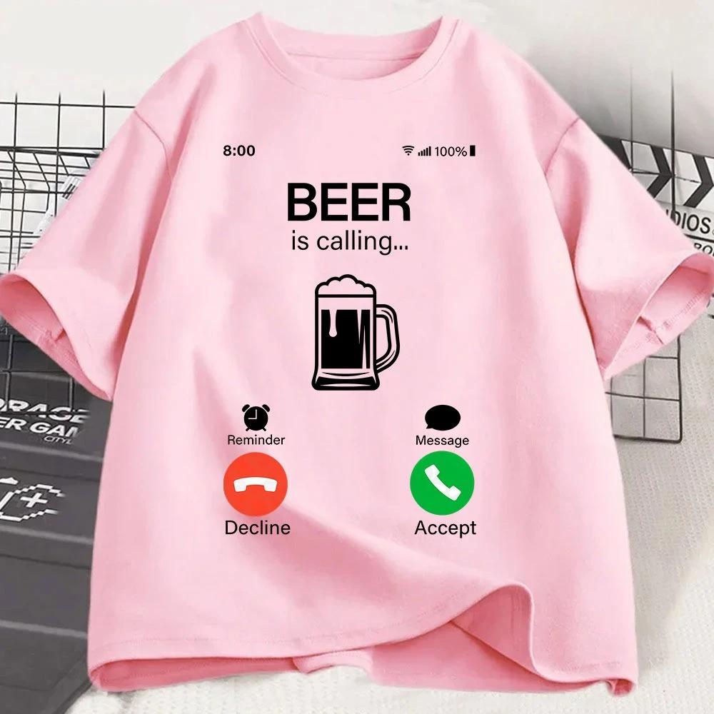La cerveza está llaUnisexdo y devo ir al teléfono camiseta divertida Meme camiseta de moda para hombres y mujeres camisetas infor