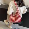 Stylish Trendy Striped Shoulder Bag Casual Large Capacity Cotton Tote Bag
