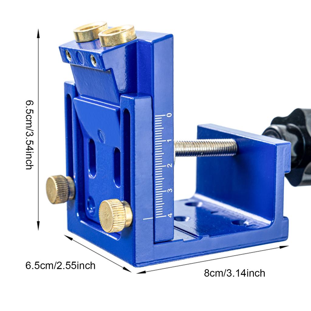 Adjustable Pocket Hole Jig Kit, Portable Screw Jig Set, Woodworking Doweling Tool for Cabinet Door Panel, 15 Degree