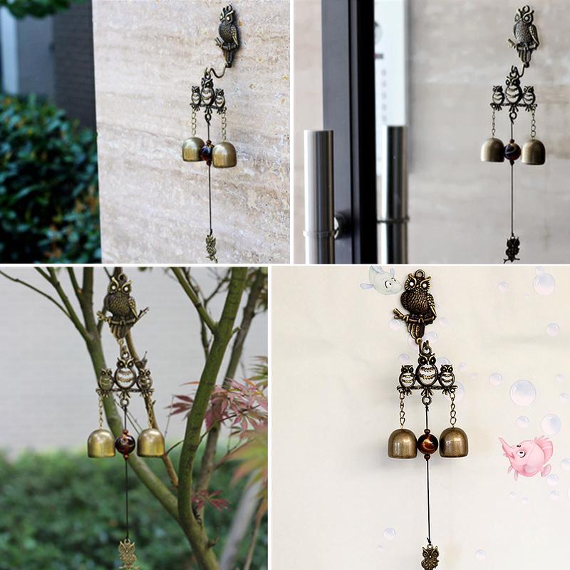 Owl Shaped Doorbell Pendant Metal Decor Door Decoration Retro Style for Home Entrance