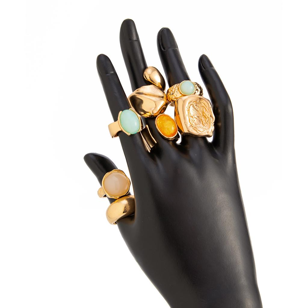 Geometric Adjustable Ethnic Open Ring Set Fashion Jewelry Aesthetic Retro Vintage Punk Gold Color Knuckle Joint Rings Irregular Accessories