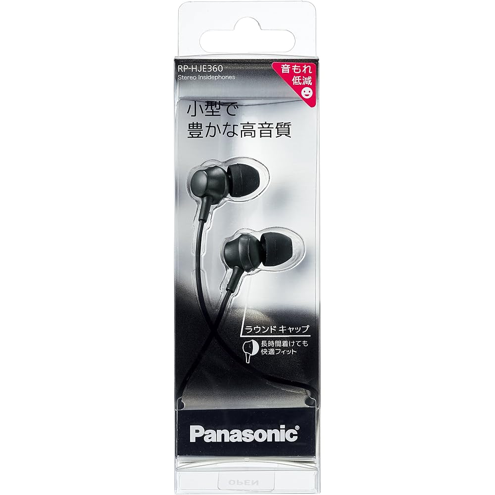 Panasonic In-Ear Headphones, Black, RP-HJE360-K