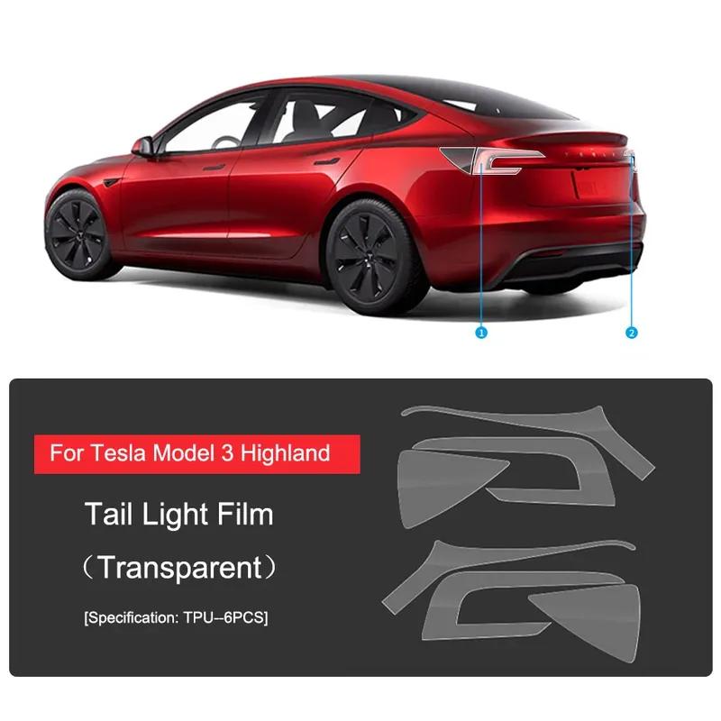 For Tesla Model 3 Highland  2024 Door TPU Anti-mud Protective Film Model 3+ Clothing Covers Headlamp Tail Lamp Black Films