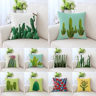 Fresh Green Cactus Palm Leaf   Pillow Case Home Living Room Sofa Bedroom Decoration Cushion