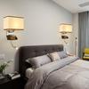Minimalist LED Bedside Wall Lamp with USB Port - Fabric Shade for Indoor Reading