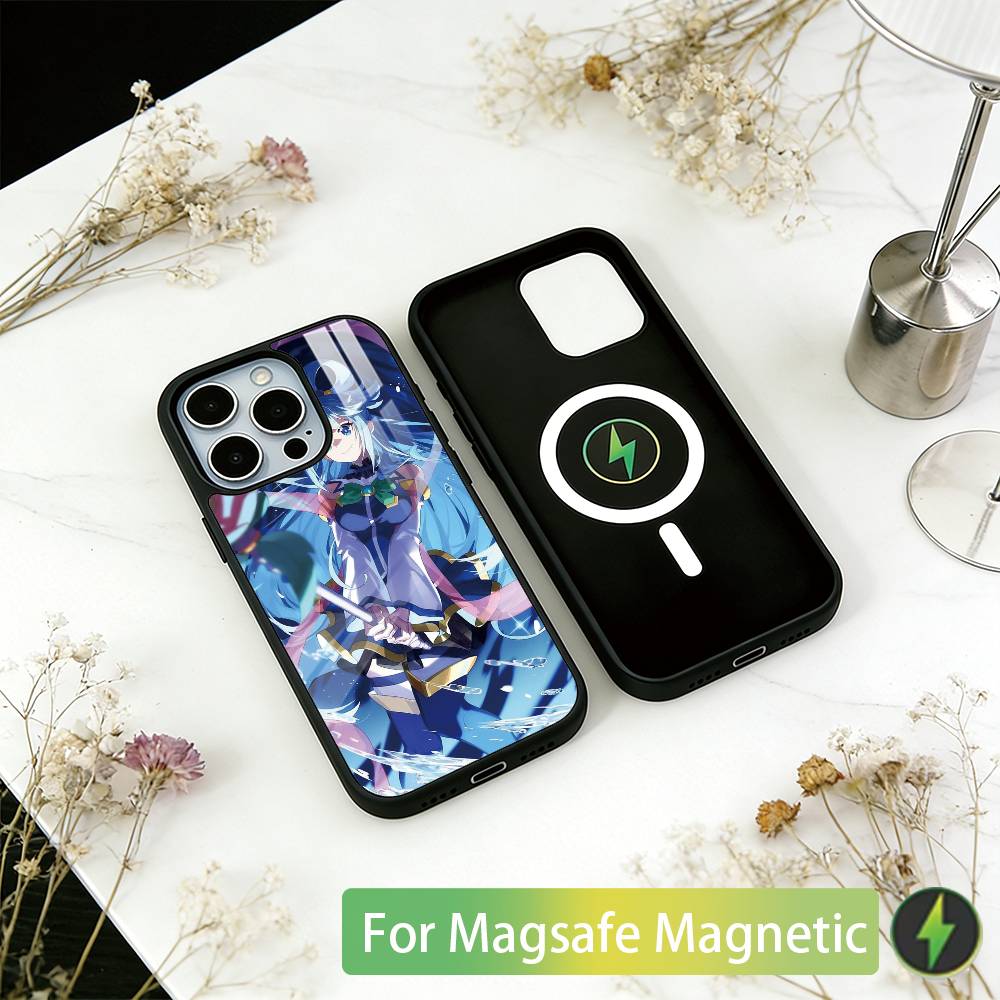 

Konosuba Phone Case For iPhone17,16,15,14,13,12,11 Plus,Pro Magnetic For Magsafe Wireless Charging iPhone15
