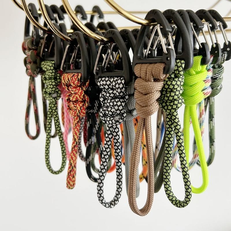 10pack High Strength Parachutes Cord Carabiner Weave Polyester Lanyard for Camping Hiking Climbing