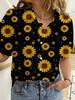 Camisas Florales de Manga Corta con Botones para Mujer Estampado de Rosas Camisetas Casuales de Playa Verano Nueva Blusa de Girasol Tops para Mujer