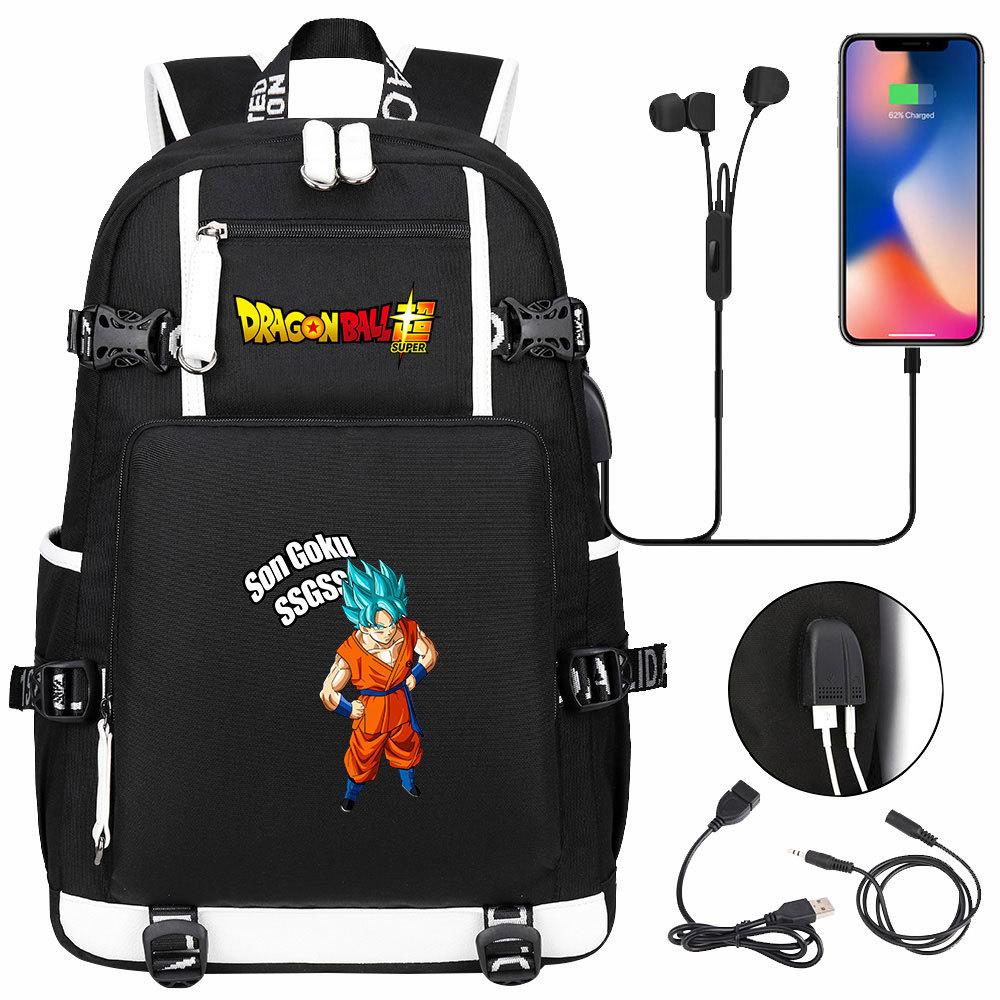 Vegeta Sun Wukong Dragon Ball Ultra USB Headphones Teen Student School Bag Men's and Women's Leisure Travel Backpack