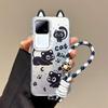 KEYSION Cute Ear Cartoon Case for VIVO V30 Pro 5G V30 with Lanyard Soft Silicone+PC Shockproof Phone Back Cover for VIVO V30 Pro