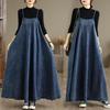 Women Plus Size Vintage Denim Dress Maxi Long Cotton Loose Casual Basic Sleeveless Dresses