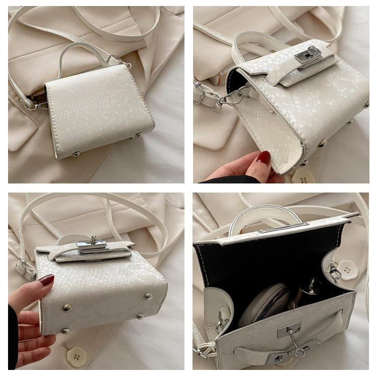 Texture Casual Retro Large Capacity Lock Buckle Handheld Crossbody Small Square Bag For Women