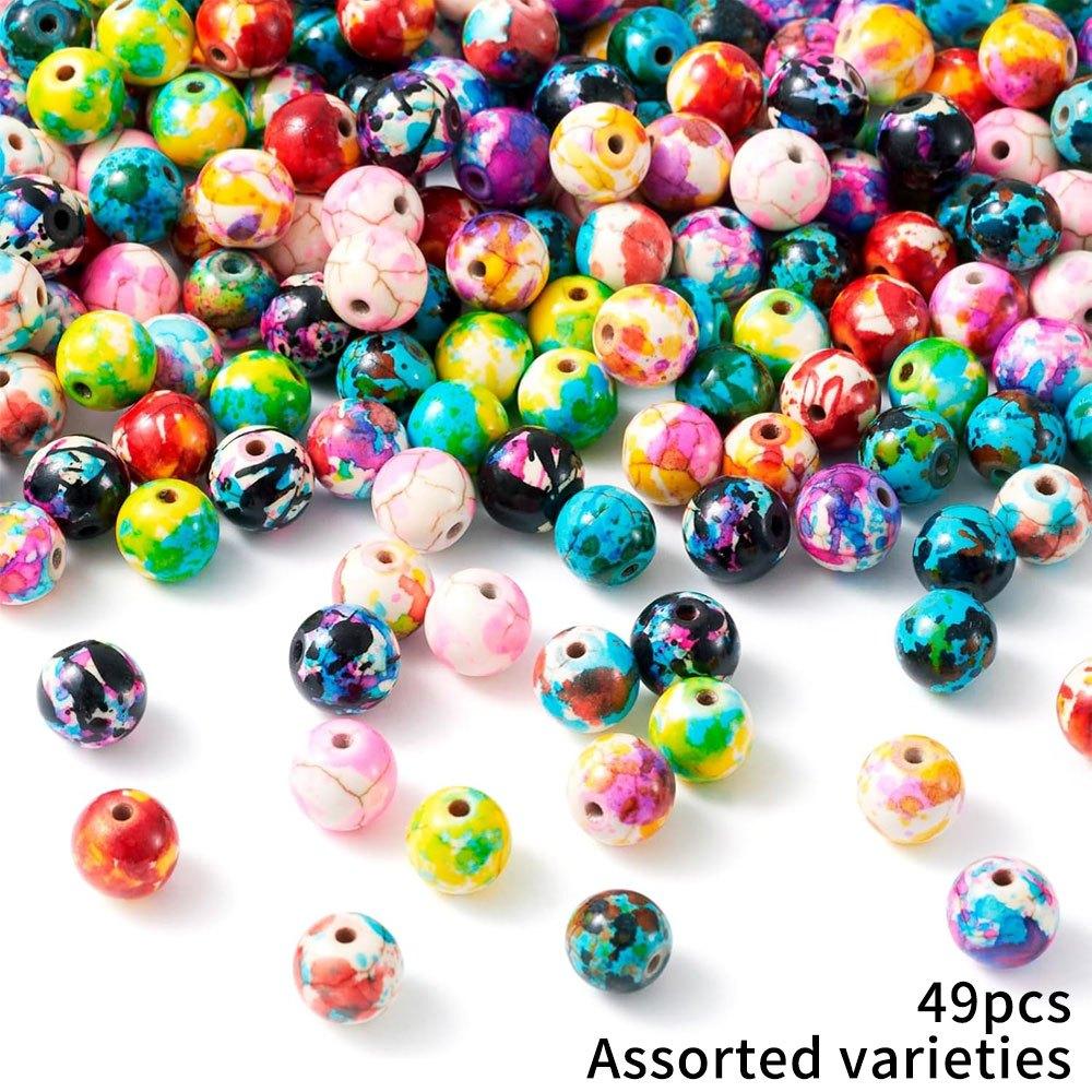 49/108/138pcs Stone Material Ink Decorative Beads Colorful Decorative Beads DIY Bracelet Necklace Earrings Keychain Foot Chain Phone Chain