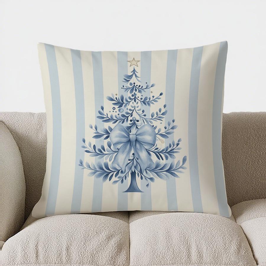 

Home Decor Blue Floral Bow-Patterned Cushion For Decor Pattern Cushion Cover Suitable For Sofa Bedroom Car Pillow Cover 40x40cm