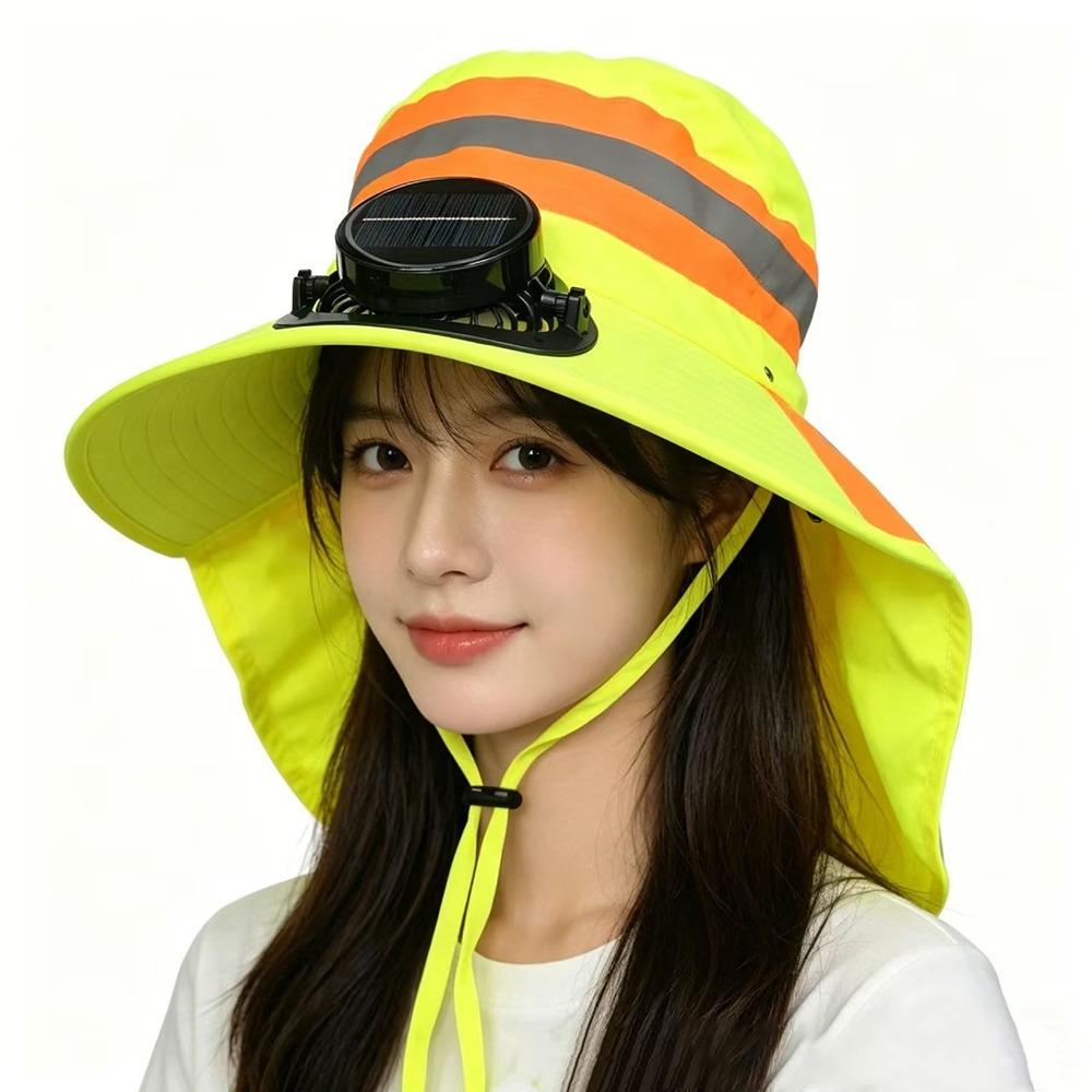 Reflective Strips Bucket Hat with Neck Shawl Sun Hat New Solar Fan Hat  Outdoor зелёный